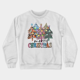 Merry Christmas Western Flannel Trees Crewneck Sweatshirt